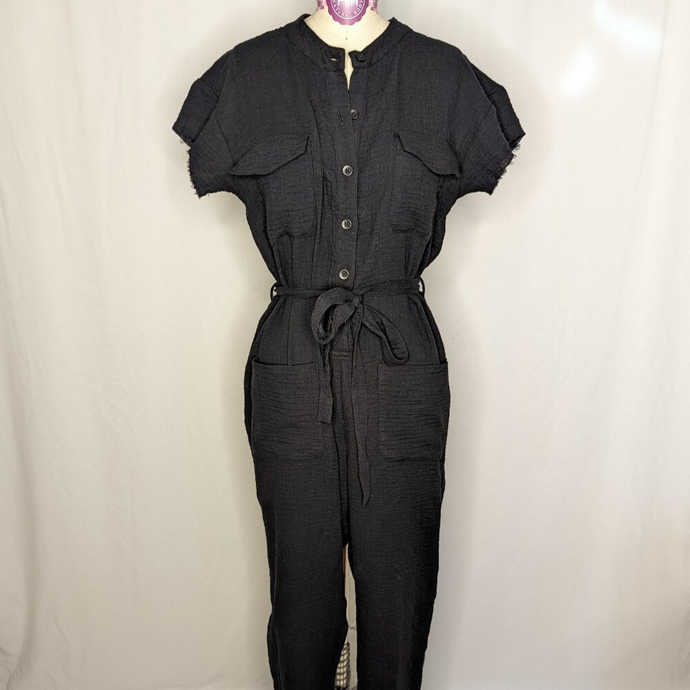 NWT Monrow Black Cotton Gauze Jumpsuit